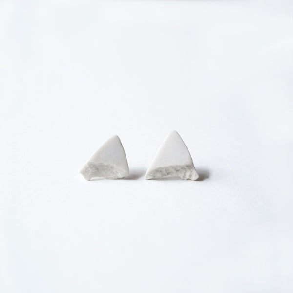 Bílé porcelánové náušnice dsnú Triangles
