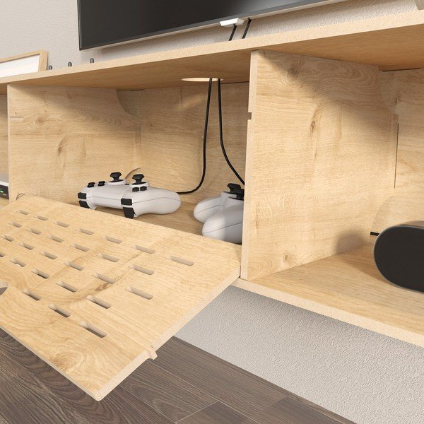 TV stolek v dekoru dubu v přírodní barvě 116,5x19,5 cm Sima – Kalune Design-image-3