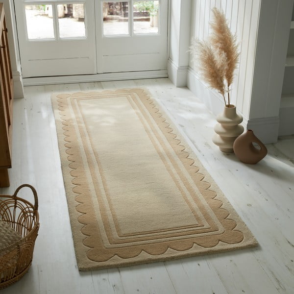 Ručně tkaný vlněný běhoun v přírodní barvě 80x230 cm Lois Scallop – Flair Rugs-image-1