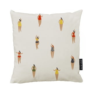 Bílý bavlněný polštář Butter Kings Swimming Ladies, 50 x 50 cm