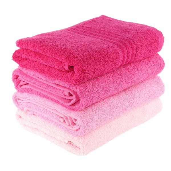 Sada 4 růžových osušek Foutastic Rose, 70 x 140 cm-image-1