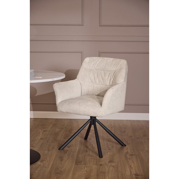 Béžové čalouněné jídelní křeslo s područkami Alonso – Actona-image-2