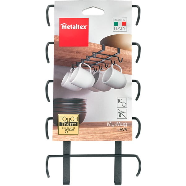 Černý závěsný držák na hrnečky Metaltex My Mug Lava-image-4