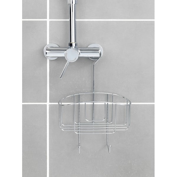 Závěsná ocelová koupelnová polička v leskle stříbrné barvě Martos – Allstar-image-1