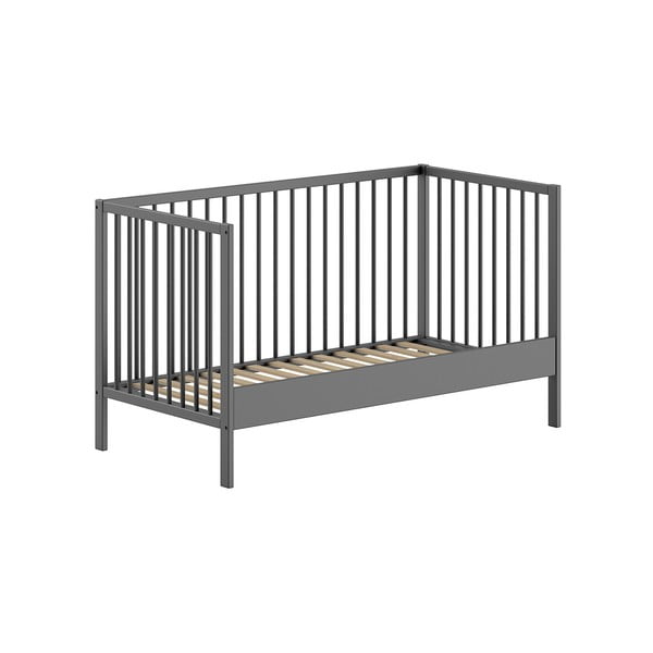 Antracitová postýlka z borovicového dřeva 70x140 cm DINO – Vipack-image-2