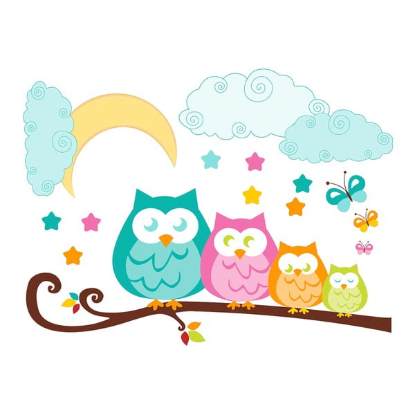 Nástěnná dětská samolepka Ambiance Owls in family-image-2