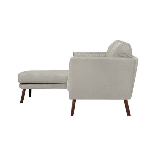 Světle béžová třímístná pohovka Mazzini Sofas Elena, s lenoškou na levém rohu-image-4