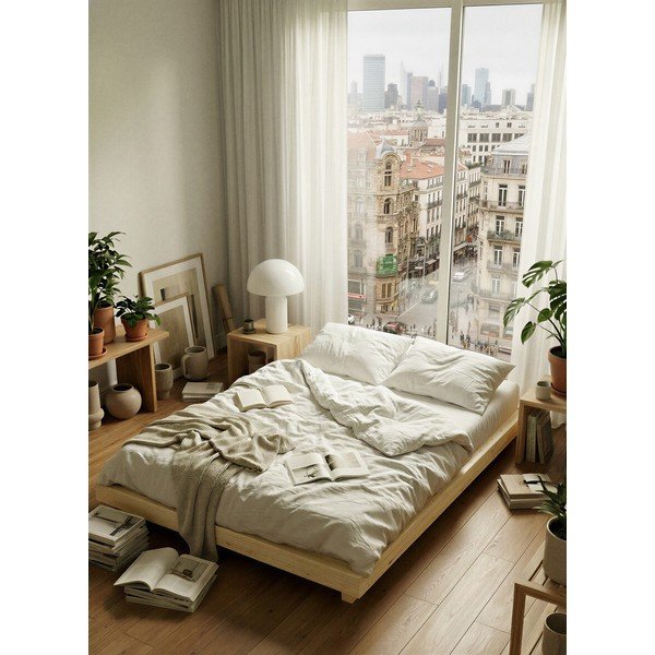 Jednolůžková postel z borovicového dřeva bez čela s roštem 120x200 cm v přírodní barvě Dock – Karup-image-1