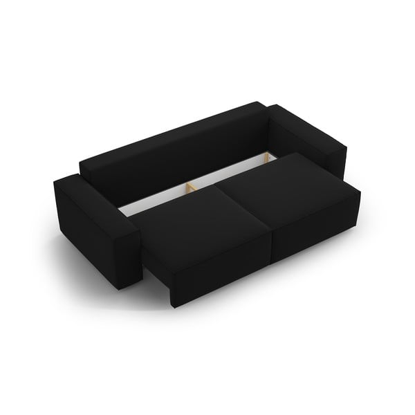 Černá sametová rozkládací/s úložným prostorem pohovka 247 cm Jodie – Micadoni -image-3