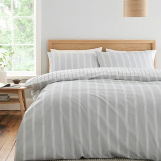 Šedé bavlněné prodloužené povlečení na dvoulůžko 230x220 cm Ashford Stripe – Bianca