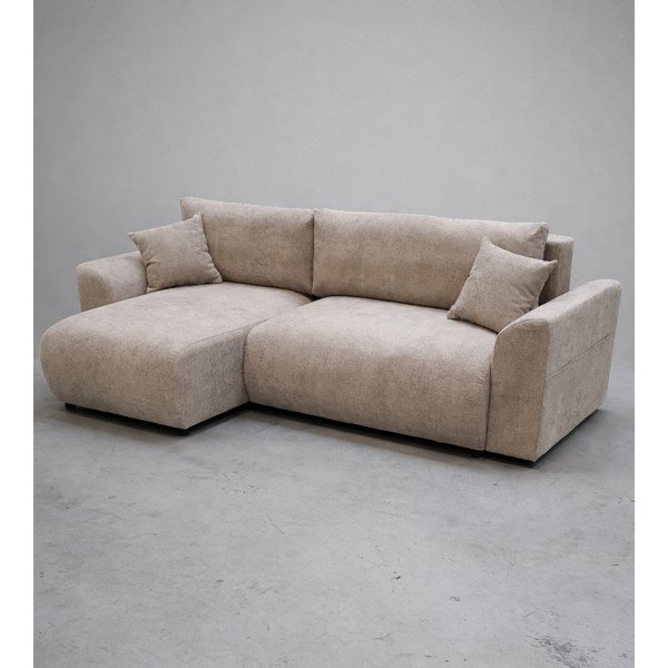 Béžová žinylka rozkládací/s úložným prostorem rohová pohovka Lorine - II. jakost – Ropez-image-2