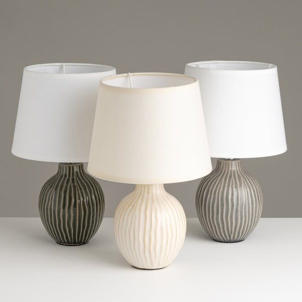 Krémová keramická stolní lampa s textilním stínidlem (výška 28 cm) – Casa Selección-image-2