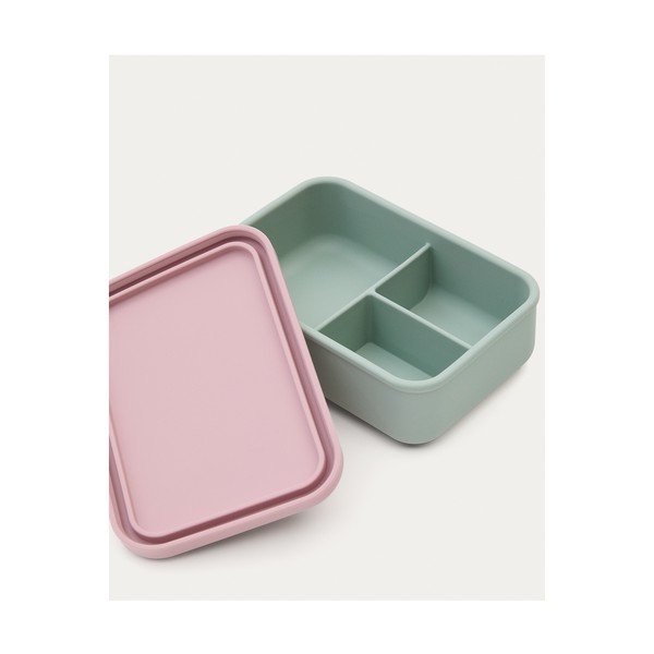 Růžový/tyrkysový silikonový dětský svačinový box Lili – Kave Home-image-3