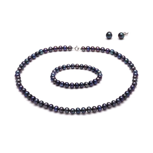 Set černých perlových šperků GemSeller Cava
