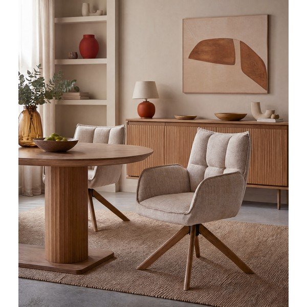 Krémová čalouněná jídelní křesla v sadě 2 ks Marilla – Unique Furniture-image-3