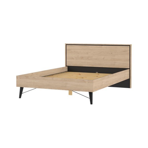 Dvoulůžková postel v dekoru dubu s roštem 140x200 cm v přírodní barvě Ry – Tvilum-image-3