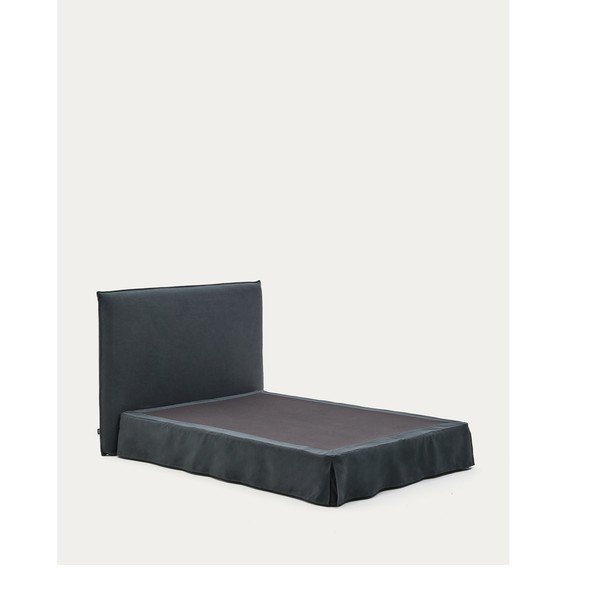 Antracitová čalouněná dvoulůžková postel 160x200 cm Jaira – Kave Home-image-3