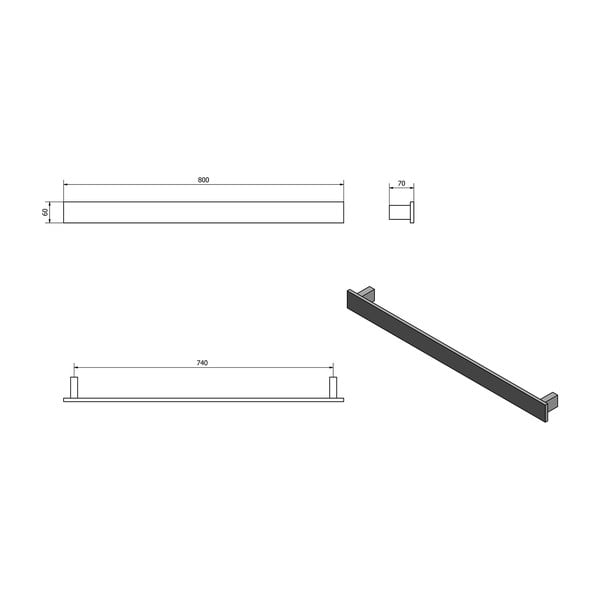 Matně černý nástěnný držák na ručníky Patron – Sapho-image-3