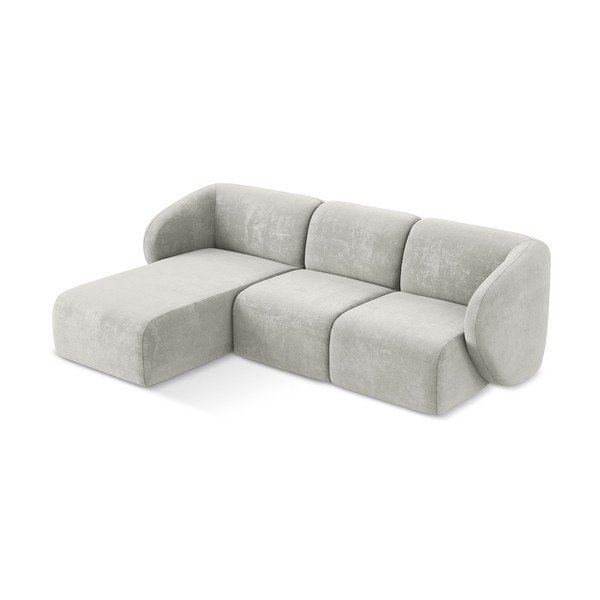 Světle šedá žinylková rohová pohovka (levý roh/s lenoškou) Lani – Makamii-image-2