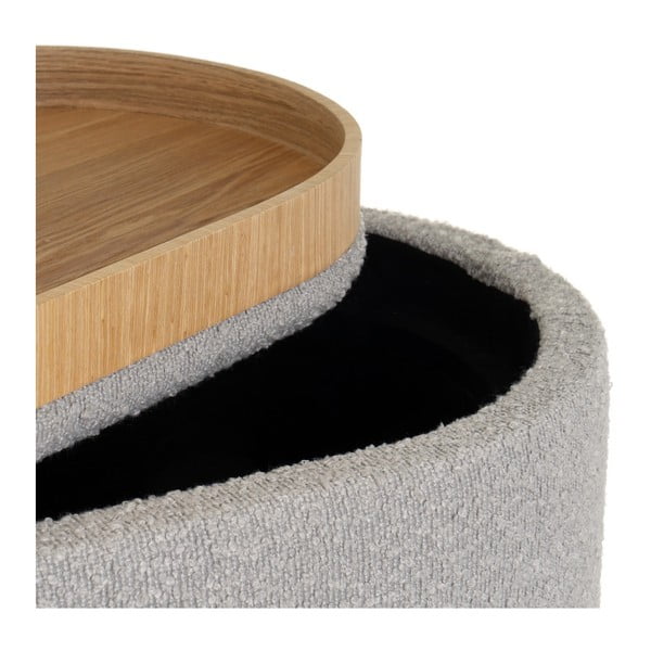 Světle šedý taburet z textilie bouclé – Casa Selección-image-1