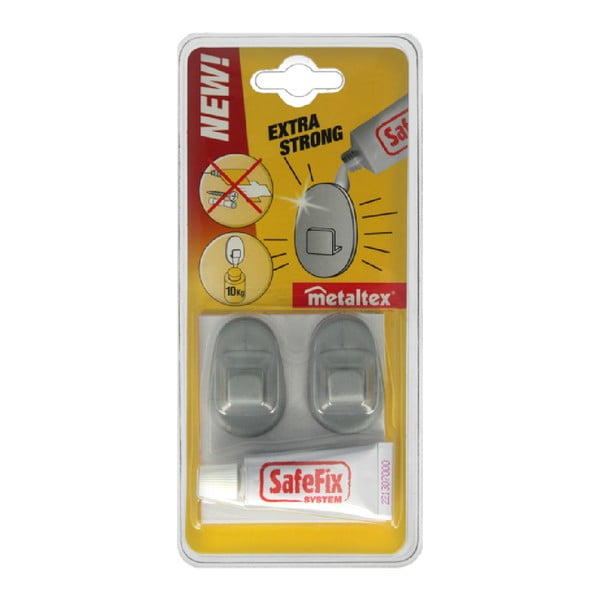 Sada 2 ks háčků a lepidla Metaltex Grey-image-2