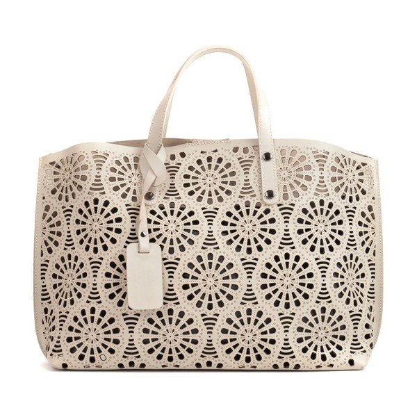 Béžová kožená kabelka Mangotti Bags Lulia