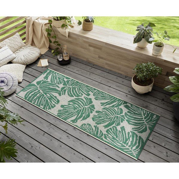 Zeleno-béžový venkovní běhoun NORTHRUGS Monstera, 70 x 200 cm-image-1