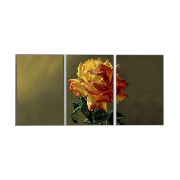 3dílný obraz Yellow Rose, 45x90 cm