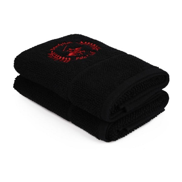 Sada dvou černých ručníků Beverly Hills Polo Club, 100 x 50 cm