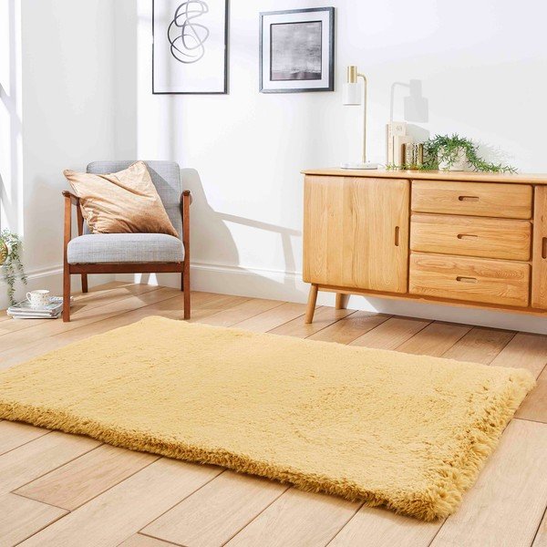 Koberec v hořčicové barvě 80x150 cm Super Teddy – Think Rugs-image-2