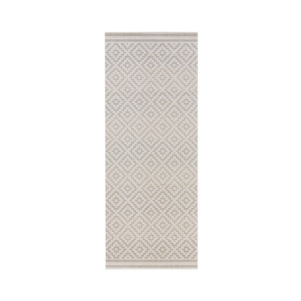Šedo-krémový běhoun vhodný i na ven NORTHRUGS Meadow, 80 x 200 cm