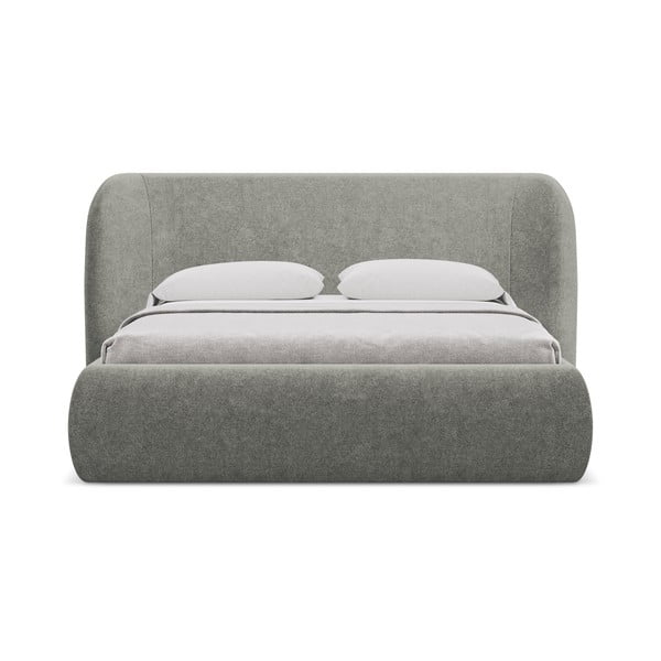 Šedá čalouněná dvoulůžková postel s úložným prostorem s roštem 160x200 cm Hauke – Makamii-image-3