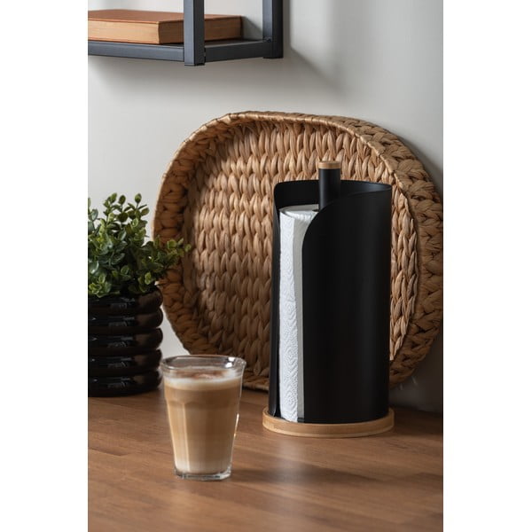 Černý bambusový držák na kuchyňské utěrky ø 15,5 cm   Bamboo Accent – PT LIVING-image-1