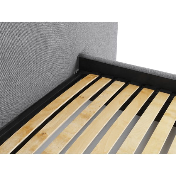 Šedá čalouněná dvoulůžková postel s úložným prostorem a roštem 180x200 cm Walter – Milo Casa-image-4