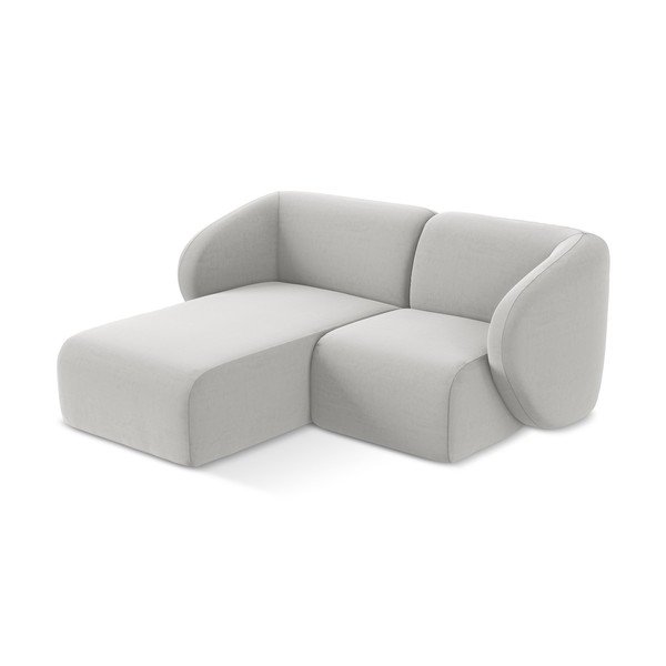 Světle šedá sametová rohová pohovka (levý roh/s lenoškou) Lani – Makamii-image-2