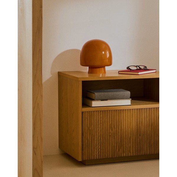 Oranžová stolní lampa se skleněným stínidlem (výška 20 cm) Reig – Kave Home-image-4