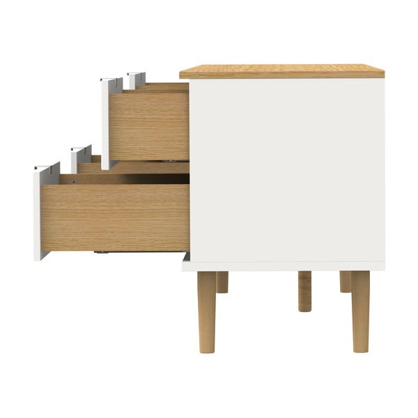 TV stolek v dekoru dubu v bílo-přírodní barvě 162x61 cm Skagen – Tenzo-image-4
