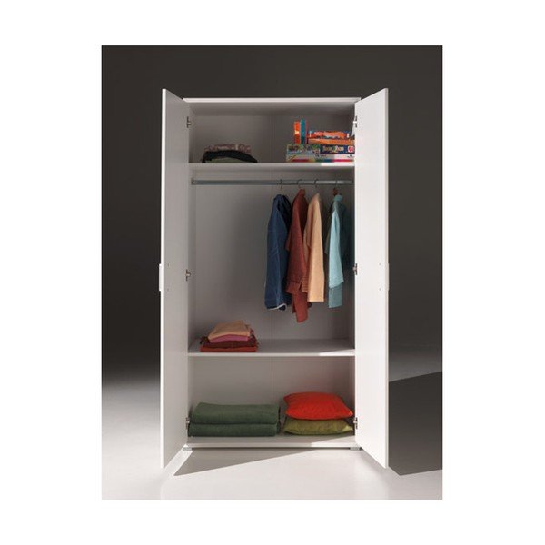 Bílá šatní skříň Vipack Milan, šířka 105 cm-image-2