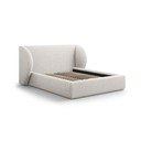 Světle šedá čalouněná dvoulůžková postel s úložným prostorem s roštem 160x200 cm Miley – Micadoni 