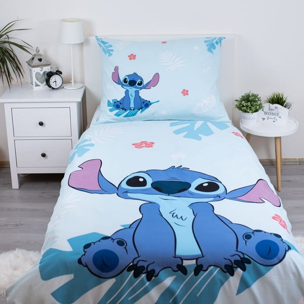 Modré bavlněné dětské povlečení na jednolůžko 140x200 cm Lilo and Stitch "Blue"  – Jerry Fabrics-image-1