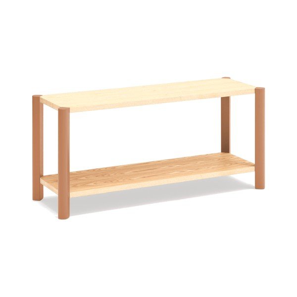 Regál v dekoru dubu v cihlové barvě/ve světle přírodní barvě 126x59x43 cm Bona – Teulat-image-2