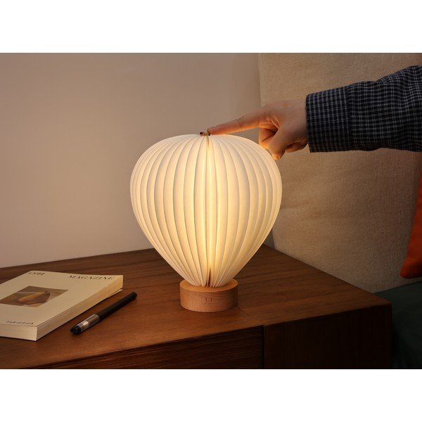 Bílá LED stmívatelná stolní lampa s papírovým stínidlem (výška 20 cm) Aeris – Gingko-image-4