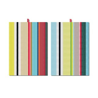 Sada 2 bavlněných utěrek Remember Green Stripes, 70 x 50 cm