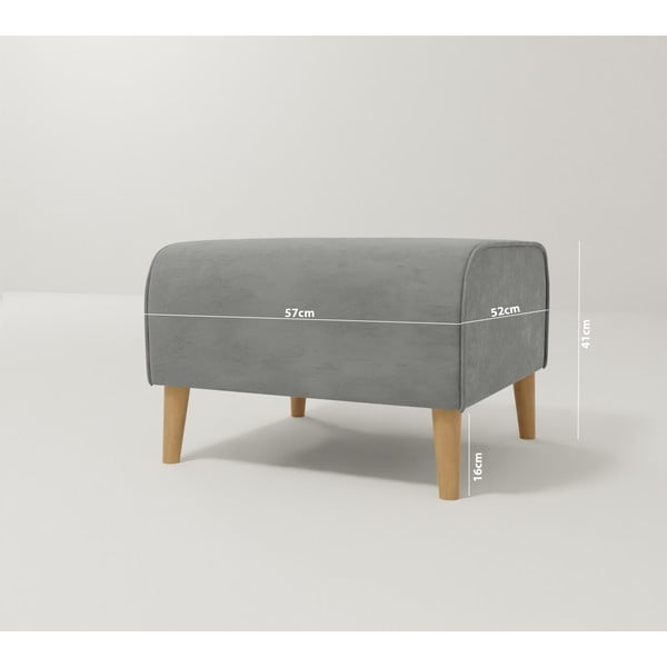 Světle šedá sametová podnožka Carole – Ropez-image-3