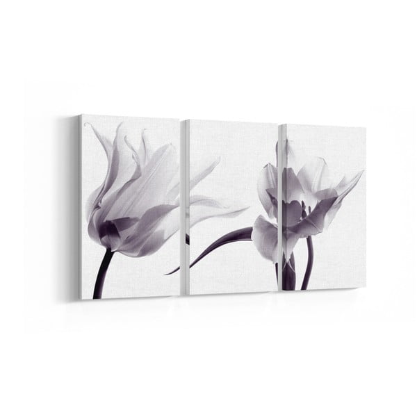 3-dílný obraz Grey Flower, 20 x 40 cm