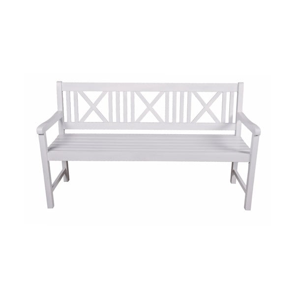 Bílá dřevěná zahradní lavice Malmö – Garden Pleasure-image-1