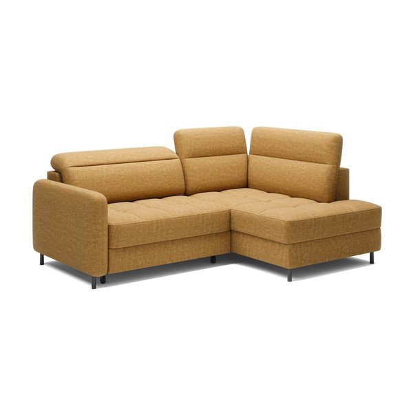 Žlutá sametová rozkládací/s úložným prostorem rohová pohovka (pravý roh/do L) Barea – ELTAP-image-2