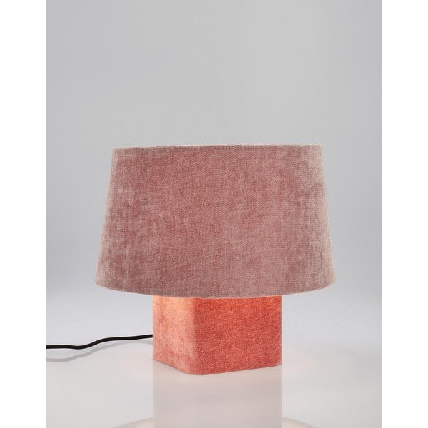 Růžová kovová stolní lampa s textilním stínidlem (výška 35 cm) Demra – Bizzotto-image-1