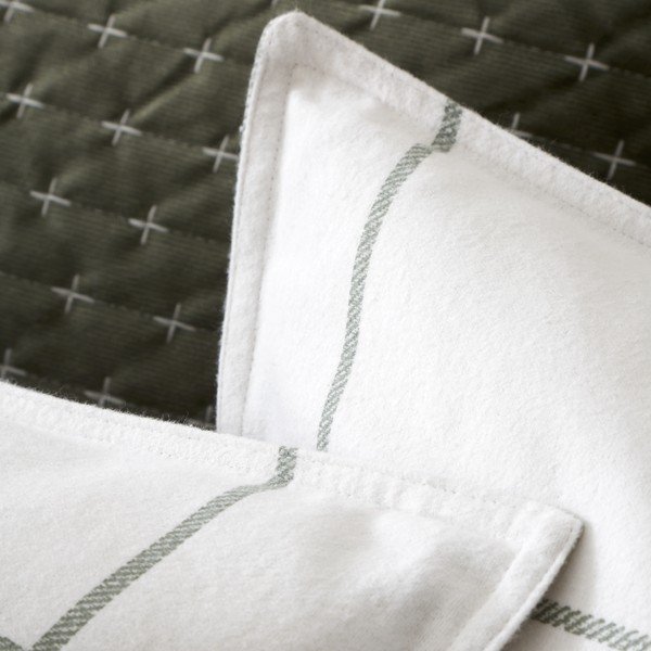Zelené/krémové flanelové povlečení na dvoulůžko 200x200 cm Brushed Regal Check – Bianca-image-4