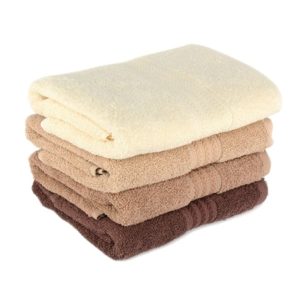 Sada 4 hnědých bavlněných ručníků Foutastic Home, 50 x 90 cm-image-1